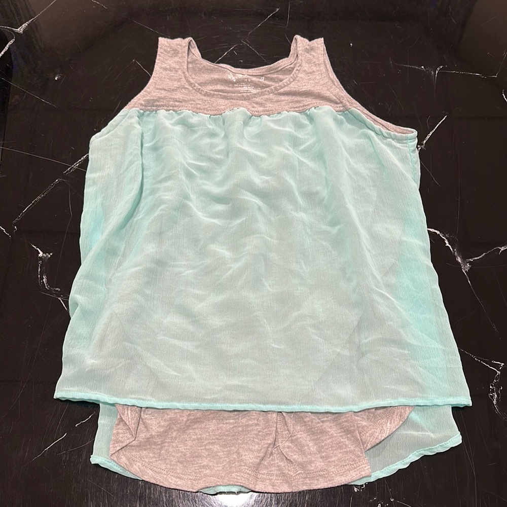 Like new teal and gray layered tank top